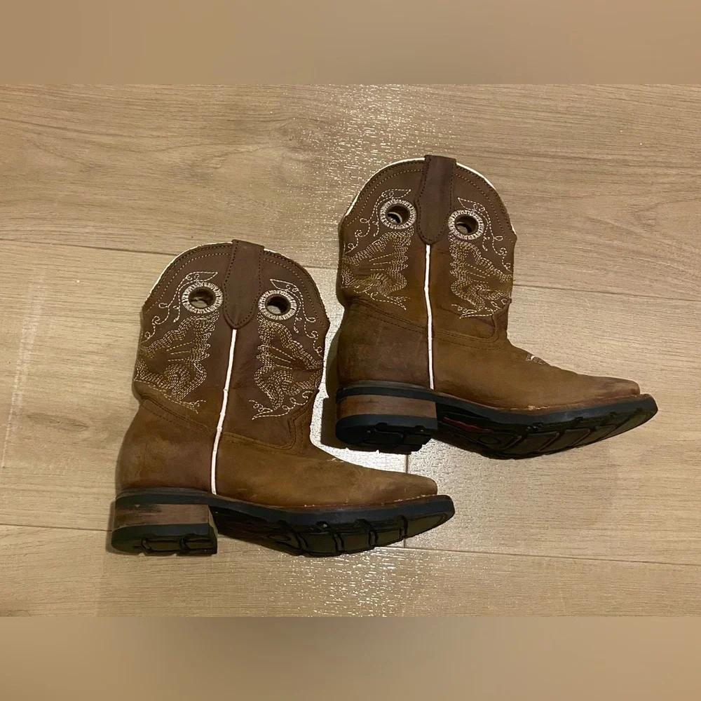 D’Leon Kids Brown Square Toe Cowboy‎ Western Boots Boy’s 3